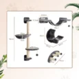 Four-Piece Wall-Mounted Cat Furniture Set with Hammock – Dark Grey