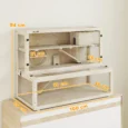 Three-Level Wooden Hamster Habitat with Wheel – Natural, 100cm