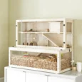 Three-Level Wooden Hamster Habitat with Wheel – Natural, 100cm