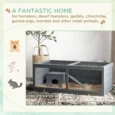 Wooden Rodent Enclosure with Hut and Sliding Tray – Grey, 100cm