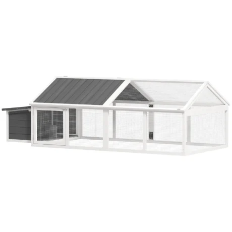 Low Chicken Run with Nesting Compartment – White