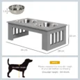 Raised Double Dog Bowl Stand – Grey, 0.9L Bowls