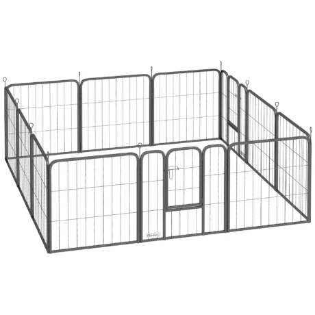 Twelve-Panel Dog Playpen with Two Gates &ndash; Black, 60cm High