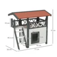 Two-Level Outdoor Cat House with Balcony and Steps – White