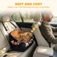 Cushioned Dog Car Booster Seat with Pockets – Brown, 50cm