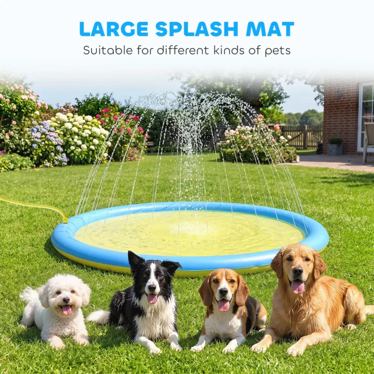 Dog Sprinkler Splash Pad – Blue and Yellow, 170cm