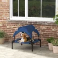 Raised Dog Bed with Canopy – Dark Blue, 76 × 61cm