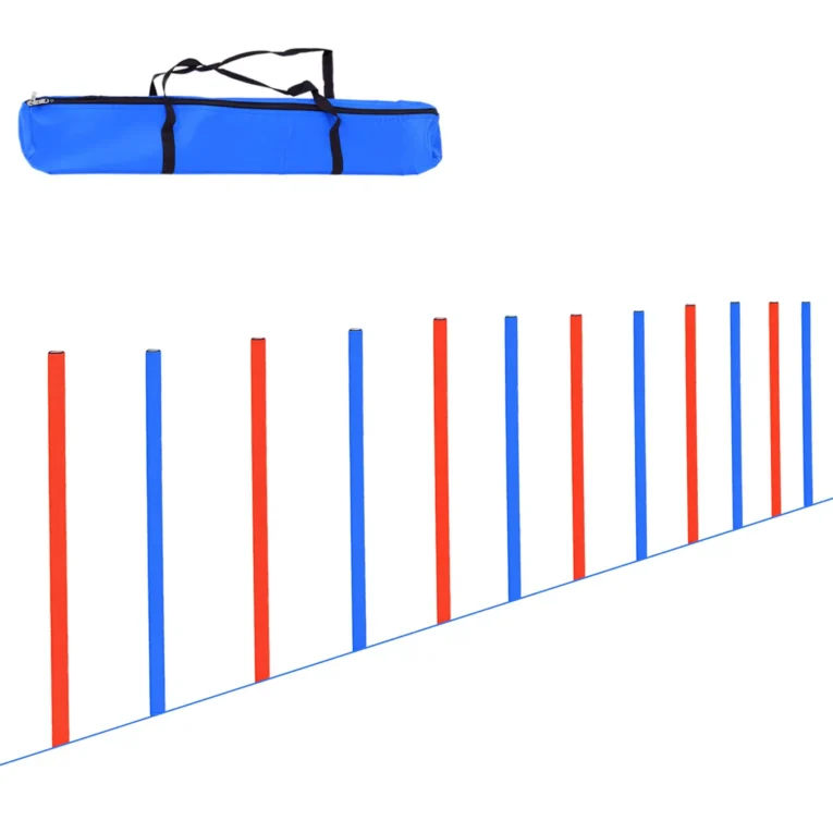 12-Pole Dog Agility Training Set with Ground Stakes and Bag