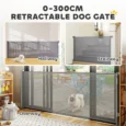 Wide Retractable Mesh Dog Gate – Grey, Extends to 300cm
