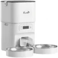Automatic Cat Feeder Stainless Steel Bowls Pet Food – White, Black Transparent