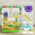 5-Tier Hamster Cage with Wheels and Tunnel – Green