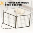 Two-Panel Dog Playpen Extension Pack with Stakes – Black, 60cm High