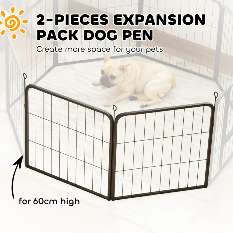Two-Panel Dog Playpen Extension Pack with Stakes – Black, 60cm High