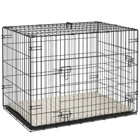 Dog Cage 75L x 49W x 53Hcm – Black and beige
