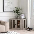 Furniture-Style Dog Crate with Cushion – Walnut, 104cm