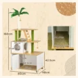 Cat Litter Cabinet with Climbing Tree and Scratching Posts – Oak and Cream