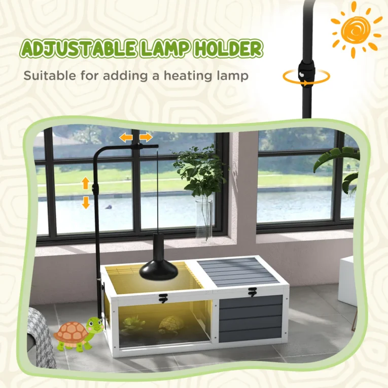Wooden Tortoise Table with Lamp Holder and Twin Trays – Grey