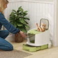 Covered Cat Litter Box with Drawer and Top Access – Green, 52.5cm