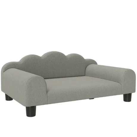 Raised Pet Sofa with Padded Back and Arms &ndash; Grey, 66cm