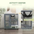 Wooden Indoor Cat Enclosure with Hammock and Wheels – Light Grey