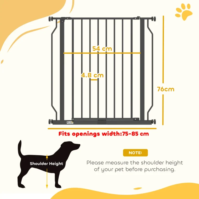 Extra Wide Dog Gate with Door for Stairways – Black