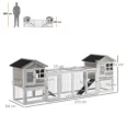 2-in-1 Rabbit Hutch 259x64cm with Run – White, Grey, Black
