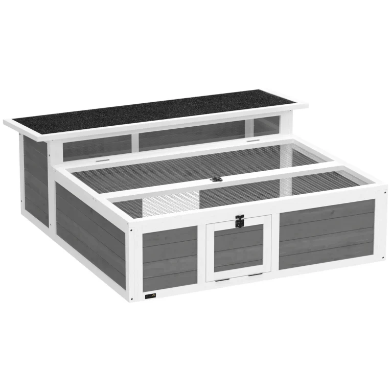 Wooden Tortoise House with Viewing Window – Dark Grey, 113cm