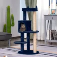 Cat Tree with Round Den and Perches – Blue, 104cm