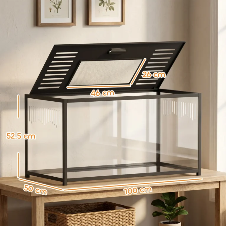 Metal Hamster Habitat with Clear Panels and Opening Top – 100cm