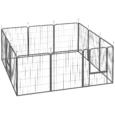 Twelve-Panel Steel Dog Playpen with Two Gates – Black, 80cm High