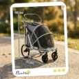 Folding Aluminium Dog Stroller with Suspension – Grey, 20kg