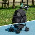 Dog Pram Foldable Pet Stroller with 4 Wheels – Black
