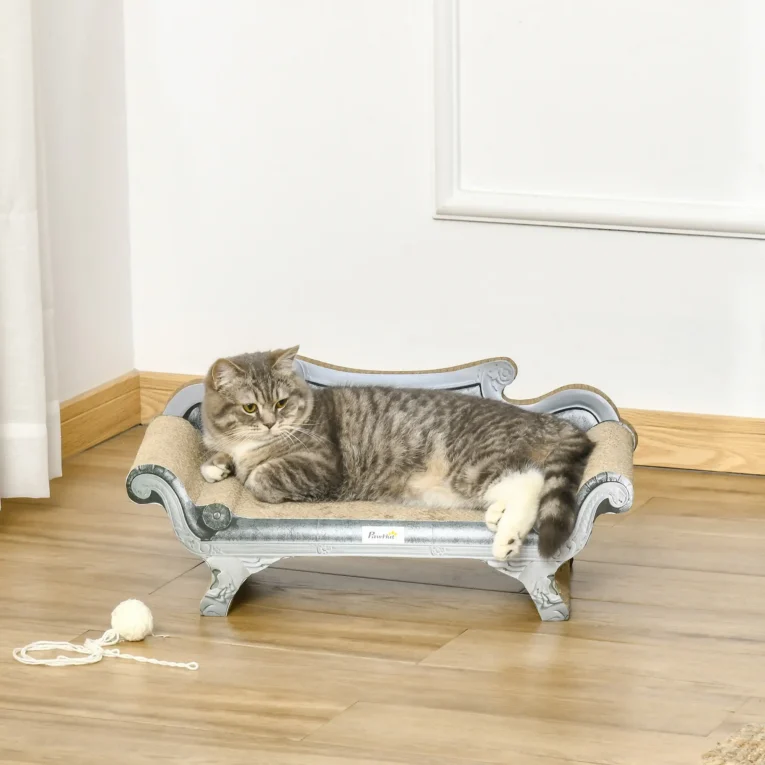 Cardboard Cat Scratching Sofa – Brown and White, 60cm Cardboard Cat Scratching Sofa – Brown and White, 60cm