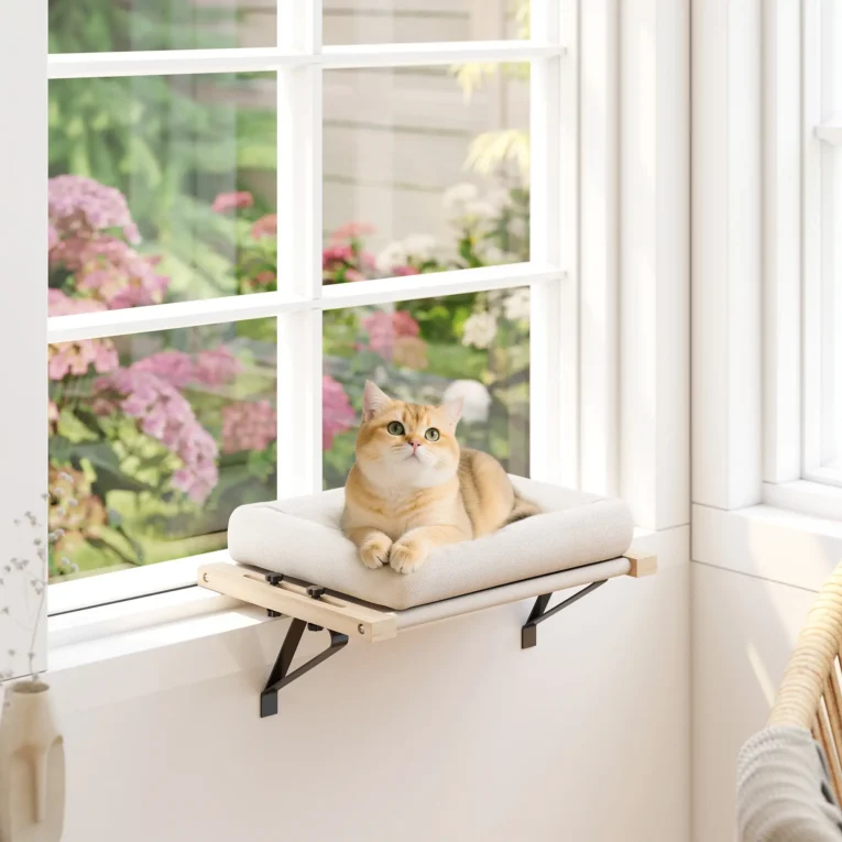 Adjustable Radiator Cat Hammock with Cushion – Cream, 50cm