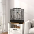 Metal Bird Cage with Perches, Bowls and Swing – Black, 59cm High