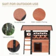 Outdoor Wooden Cat House with Balcony and Steps – Brown