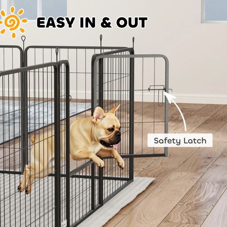 Twelve-Panel Steel Dog Playpen with Two Gates – Black, 80cm High