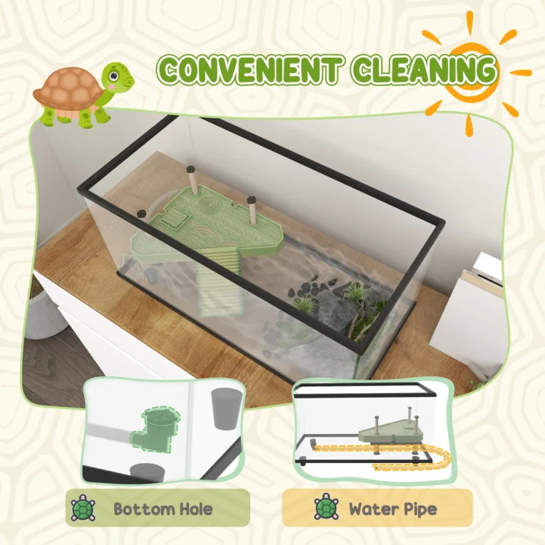 Glass Turtle Tank with Basking Platform and Drain Hose – 50L Glass Turtle Tank with Basking Platform and Drain Hose – 50L