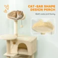 Cat Activity Tree 140cm with Hammock – Beige, Cream White