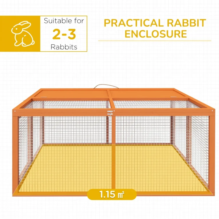 Folding Wooden Small Animal Run with Opening Top – Orange, 110cm