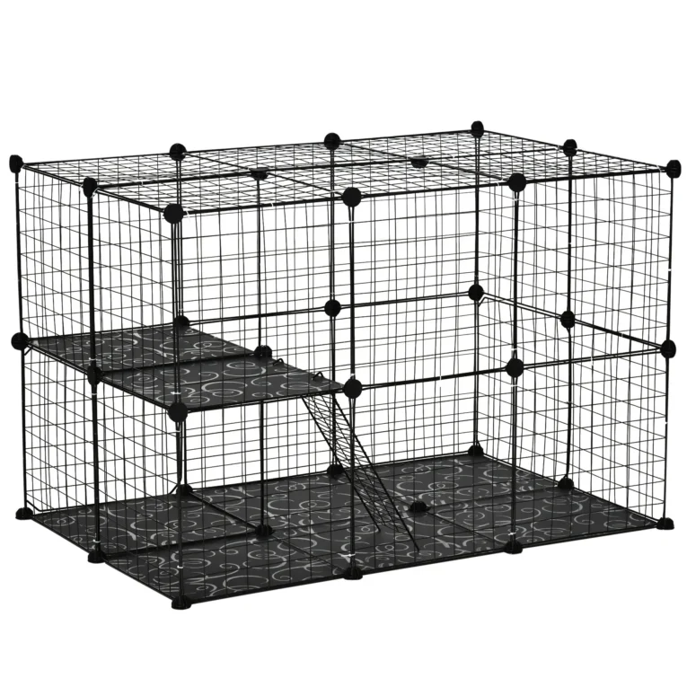 39-Panel Modular Small Animal Enclosure with Ramps – Black