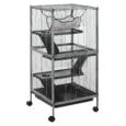 Four-Level Small-Animal Cage with Wheels and Hammock – Silver