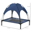 Raised Dog Bed with Canopy – Dark Blue, 76 × 61cm