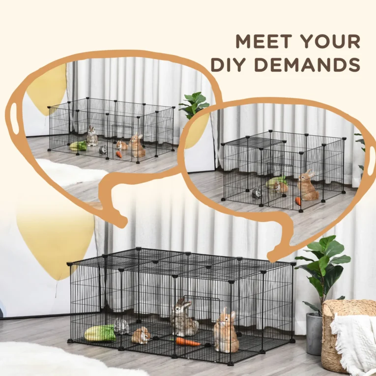 22-Panel Modular Small-Pet Playpen – Black