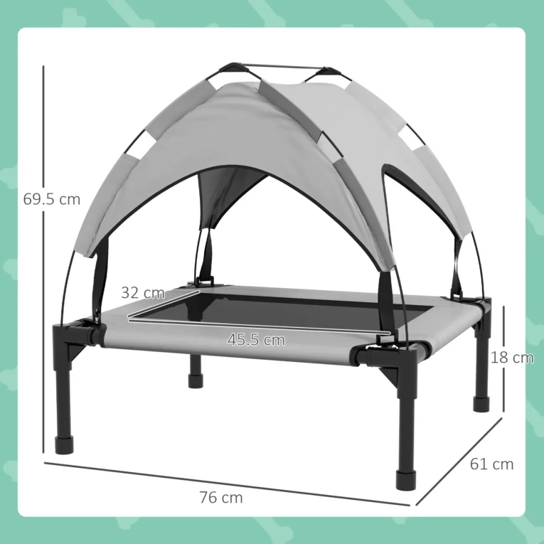 Cooling Raised Pet Bed 76x61cm – Light grey