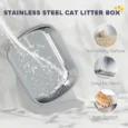 Enclosed Steel Cat Litter Box with Flip Lid – White, 52cm