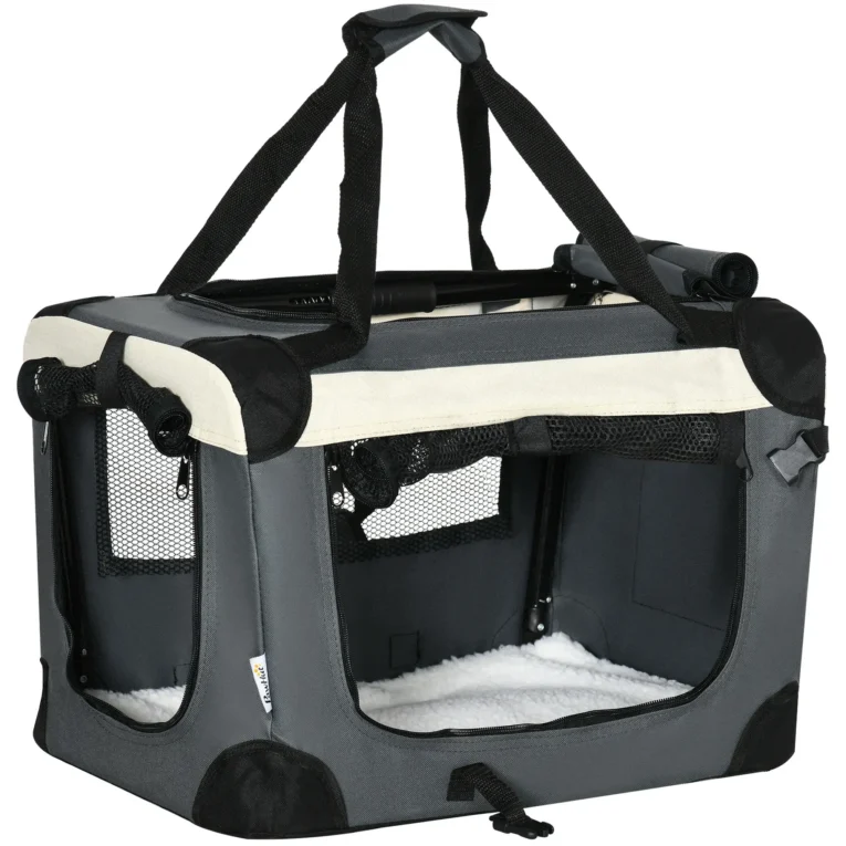 Folding Fabric Pet Carrier – Grey, 50.5 × 33.5 × 35cm