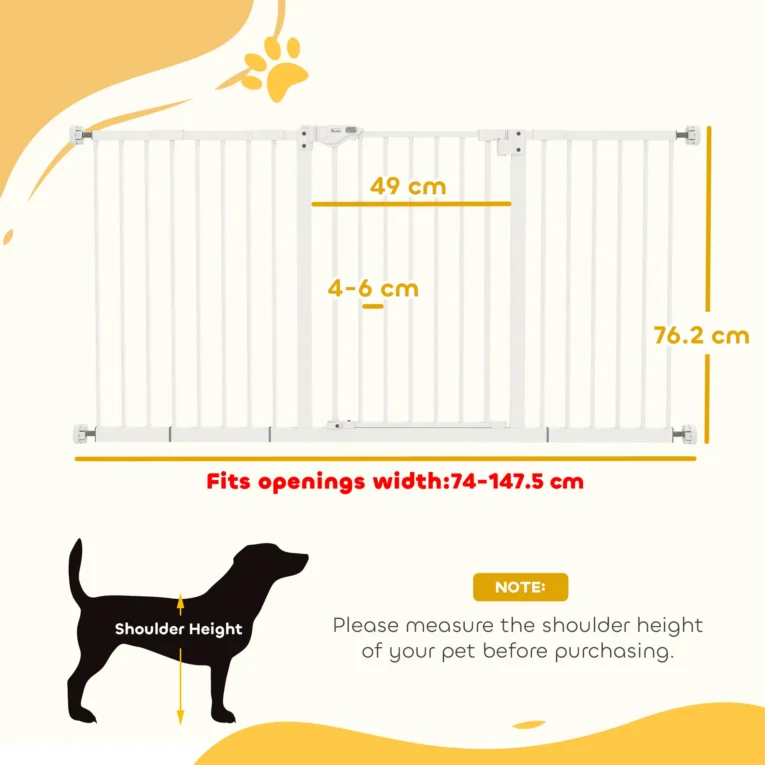 Adjustable Pet Gate with Three Extensions – White, 76.2cm Adjustable Pet Gate with Three Extensions – White, 76.2cm
