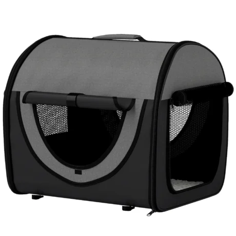 Folding Soft Pet Carrier with Mesh Windows – Black, 46cm