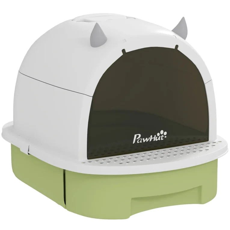 Covered Cat Litter Box with Pull-Out Tray – Green